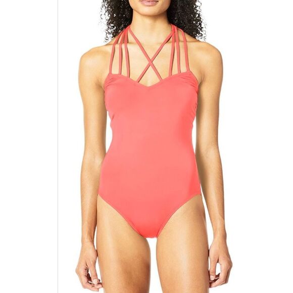 Kenneth Cole New York Women's Cross Strappy Front One Piece Swimsuit Size XL - Picture 1 of 7